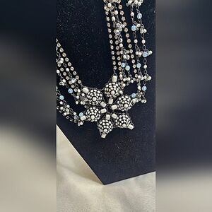 BCBG Statement Black/White/Blue Beaded Necklace